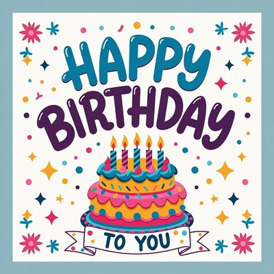 Colorful birthday cake celebration design