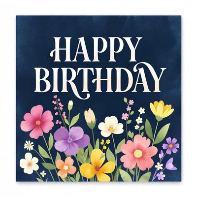 Colorful birthday wishes with flowers