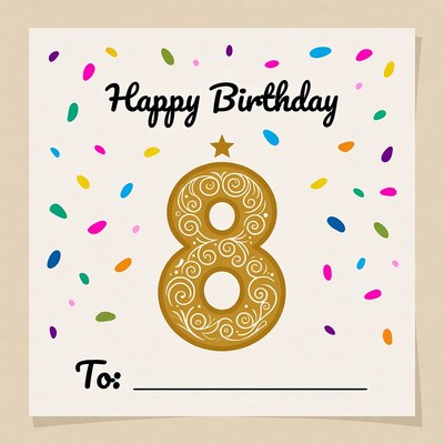 Bright birthday card for age eight