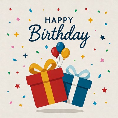 Colorful birthday celebration items