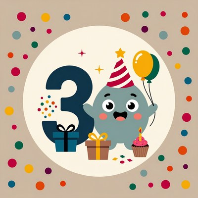 Happy birthday party for a three-year-old