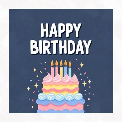 Colorful cake celebrates joyful birthday