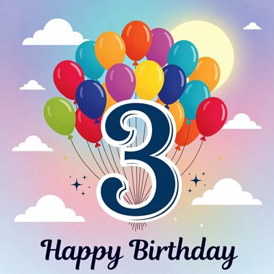 Colorful balloons celebrate third birthday
