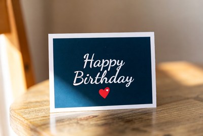 Birthday card on a wooden table