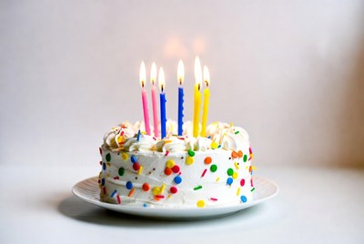 Colorful birthday cake celebration