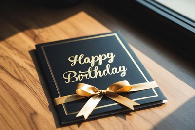 Birthday card with golden text
