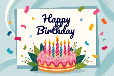 Festive birthday celebration with cake