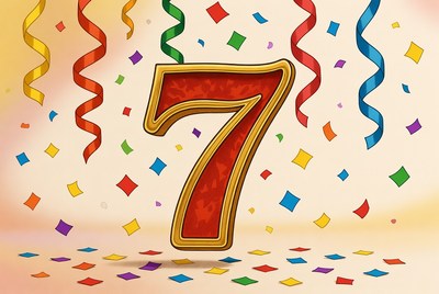 Colorful celebration with number seven