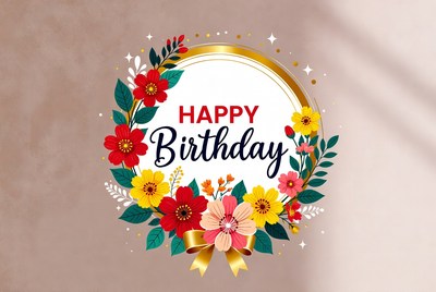 Colorful birthday greeting with flowers