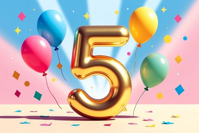 Colorful balloons celebrate birthday milestone