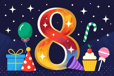 Vibrant celebration for birthday number eight