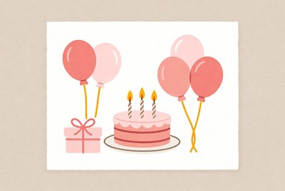 Celebration with cake and balloons