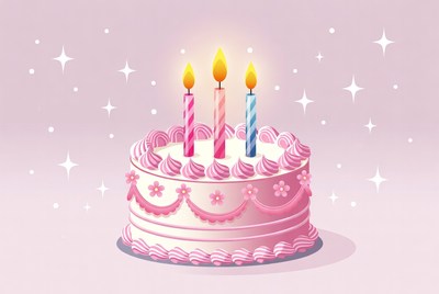 Birthday cake with candles and sparkles