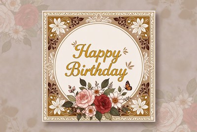 Floral birthday greeting card design