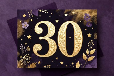 Elegant 30th birthday card design