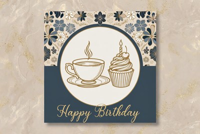 Birthday celebration with cake and coffee