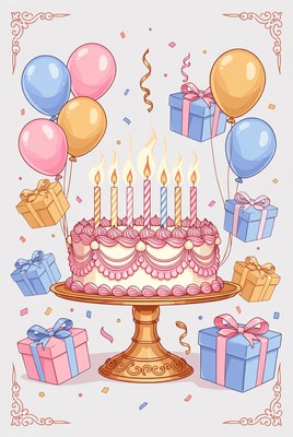 Colorful birthday celebration scene