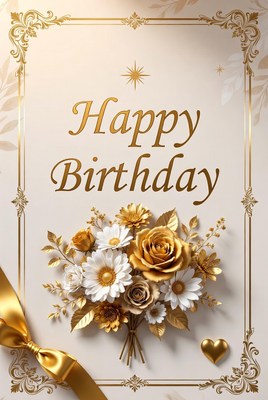 Elegant birthday card design with flowers