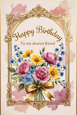 Happy birthday card with flowers