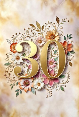 Elegant floral 30th celebration design