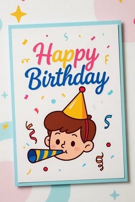 Colorful birthday card design with festive theme