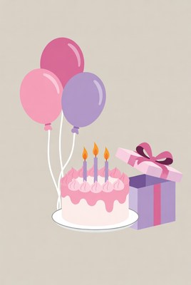 Birthday celebration with cake and gifts