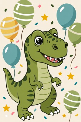 Dinosaur party celebration with balloons