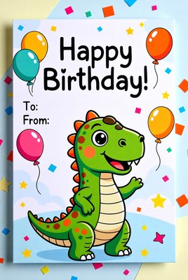 Birthday card with dinosaur design