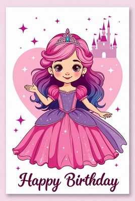 Birthday princess celebration card design