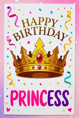 Colorful birthday card for princess