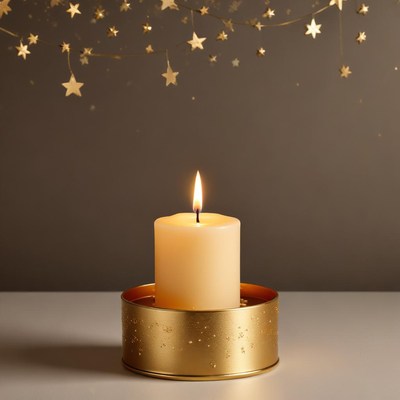 Candle glowing with star decoration