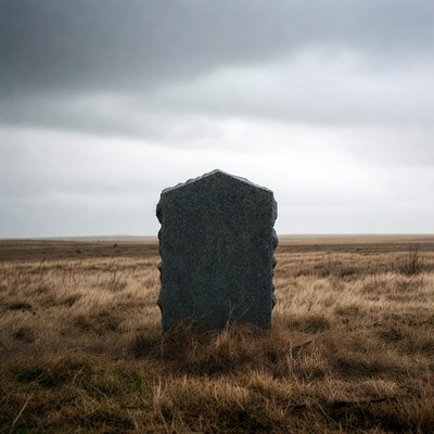 Weathered stone in open field