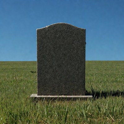 Gray gravestone in green field