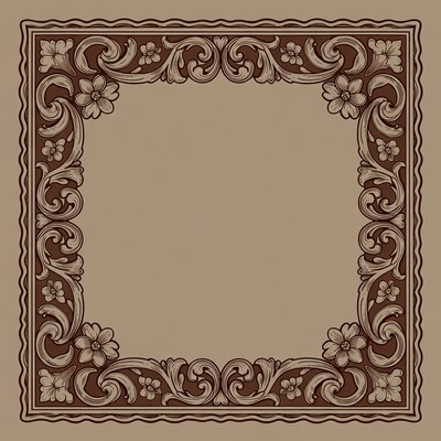 Ornate floral border design in earthy tones