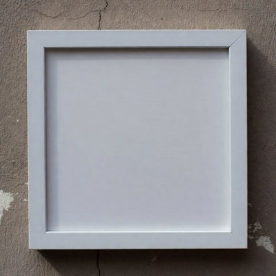 Blank white frame on wall