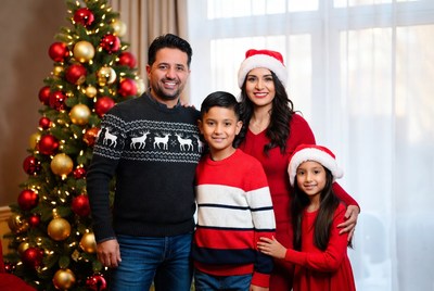 Family celebrating christmas together