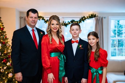 Festive family portrait at home