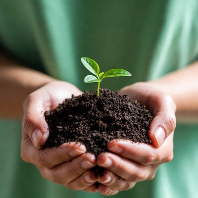 Nurturing a young plant carefully