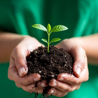 Growing a new plant in hands