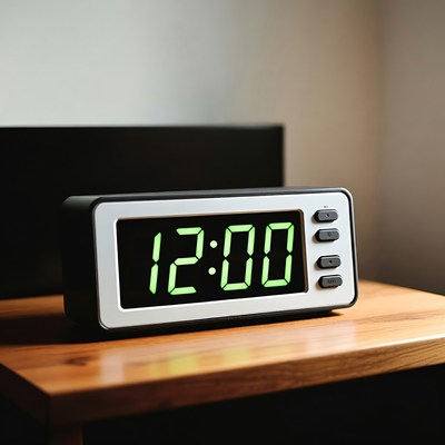 Digital clock showing midnight time