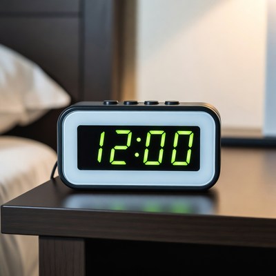 Digital clock showing midnight time