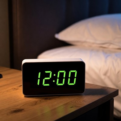 Digital clock showing midnight time