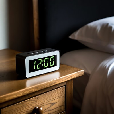 Digital clock showing midnight time