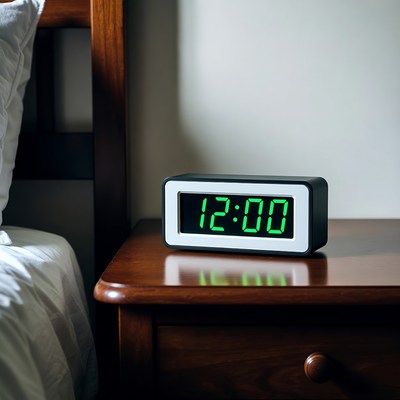 Digital clock showing midnight time