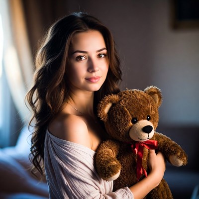 Young woman with teddy bear