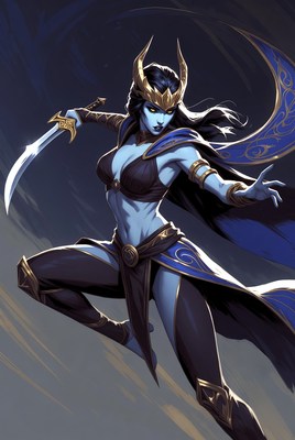 Warrior in action with dagger