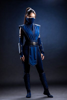 Mysterious warrior in blue costume