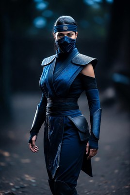 Warrior in blue costume