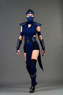 Female character in blue costume