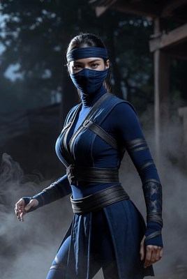 Ninja warrior in misty forest